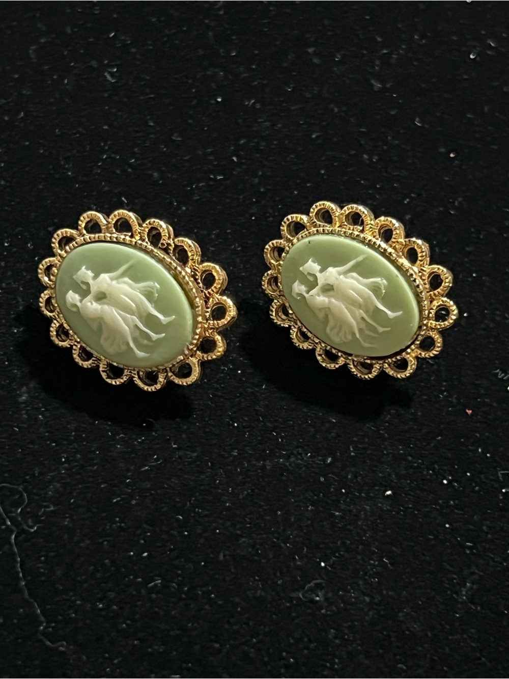 Vintage Jasperware Goddess Clip Earrings
